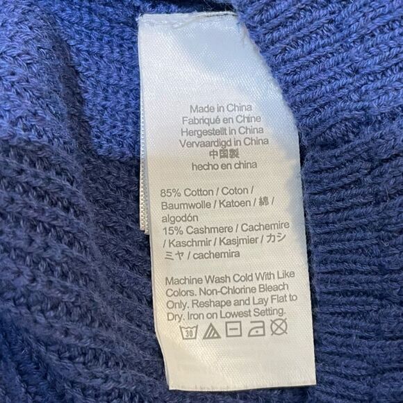 J Crew Ribbed Cotton Cashmere Blend Turtleneck Relaxed Sweater Sz S Blue - Picture 14 of 14